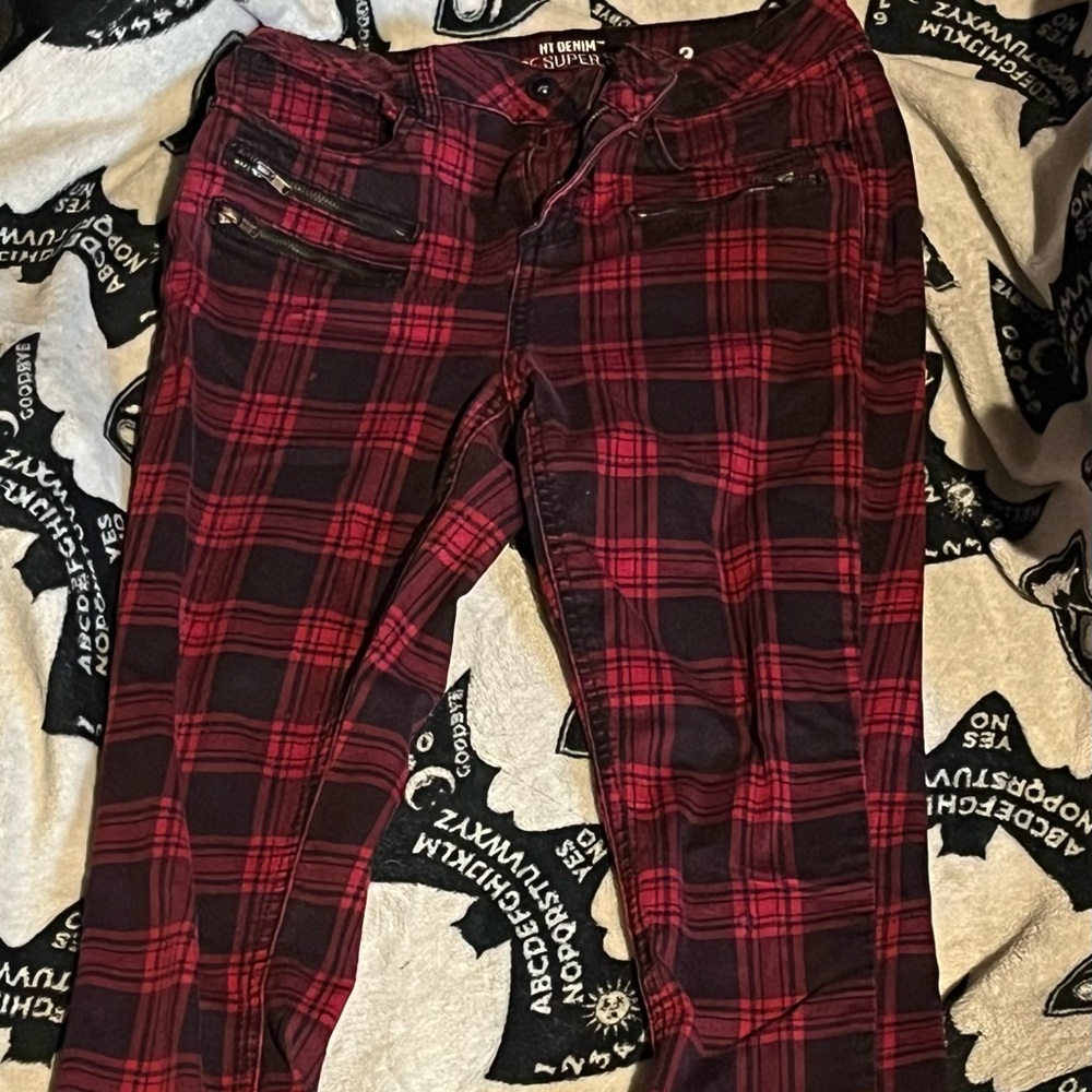 Cute Emo Plaid Skinny Jeans